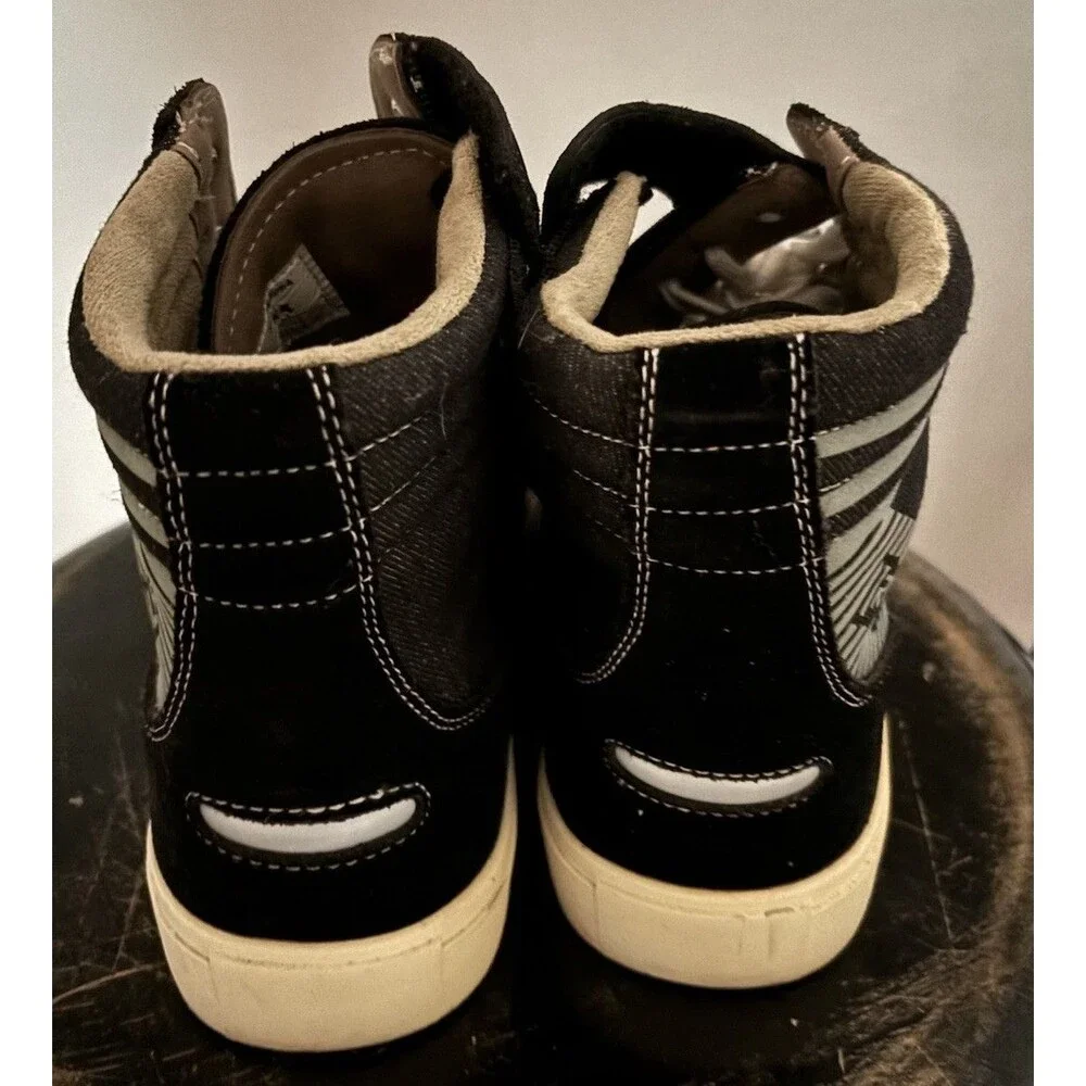 Iron Jias Men’s High Top Lace Up Motorcycle Shoes Black/Gray/White Size 10